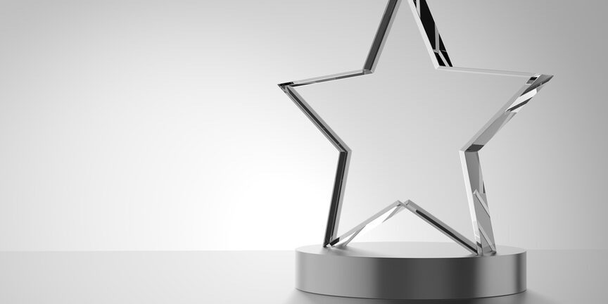 Glass award isolated on white background. Star.