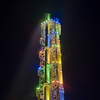 Stadtwerketurm bunt beleuchtet