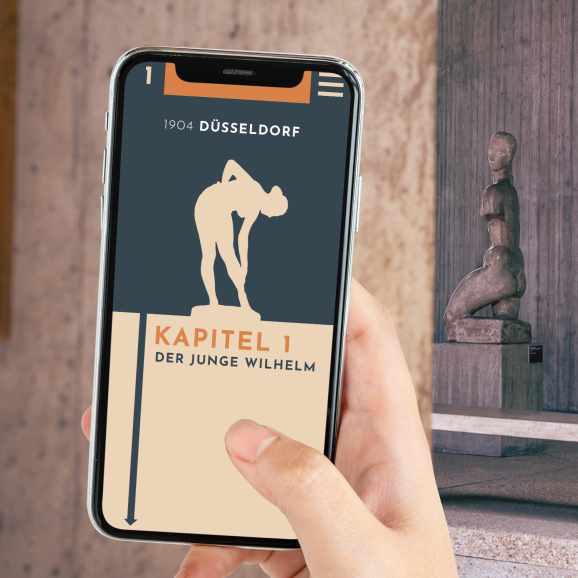 Smartphone mit der neuen App des Lehmbruck Museums