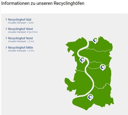 Karte Wartezeit Recyclinghöfe