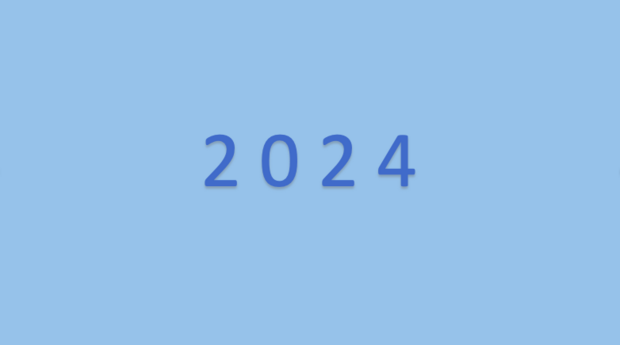 hellblauer Hintergrund, darauf in dunkelblau 2024