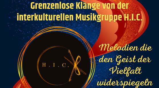 Flyer: Die Welt trifft sich im IZ am 13. Dezember 2024 mit der Musikgruppe H.I.C.